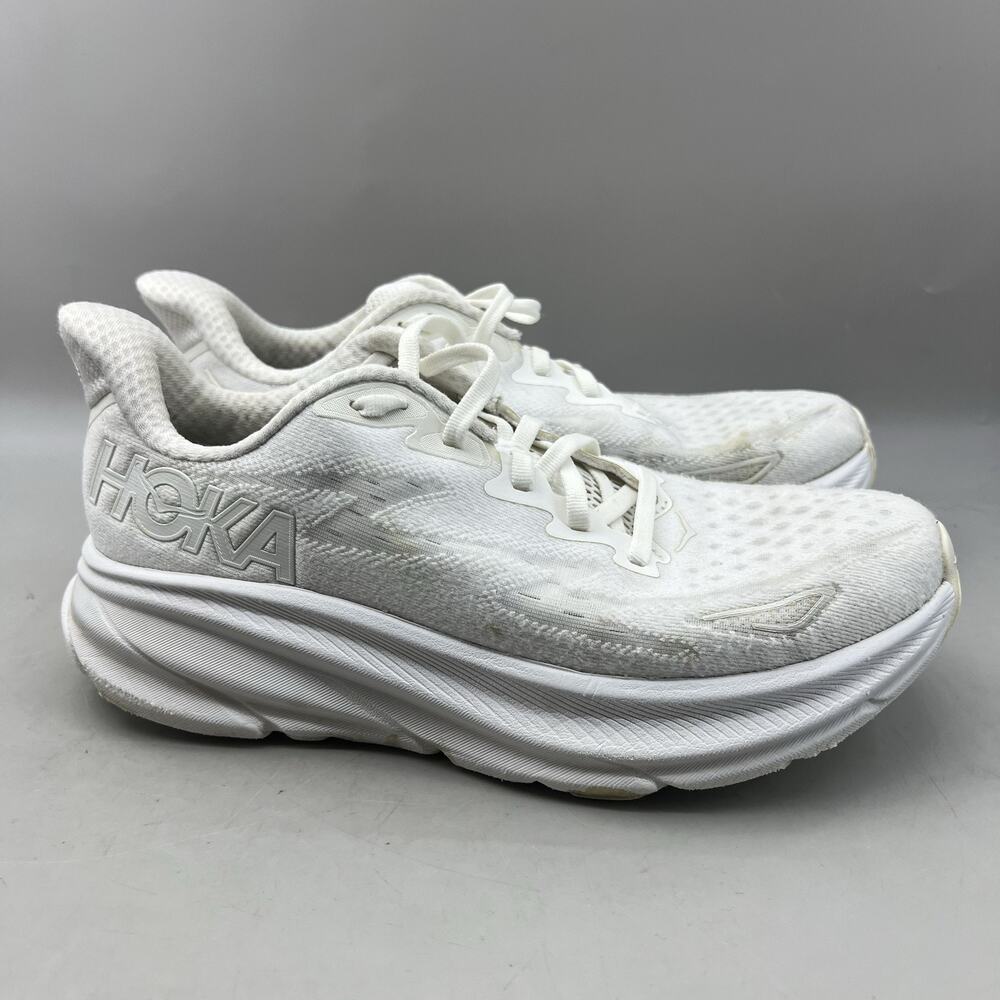 Hoka One One Clifton 9 Running Shoes Women Size 8 B White Mesh Comfort Sneakers